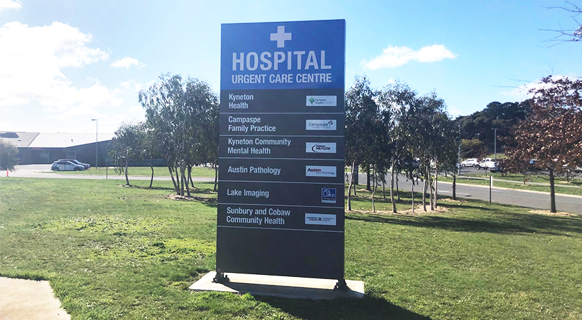 Kyneton Hospital Entrance sign Lake Imaging